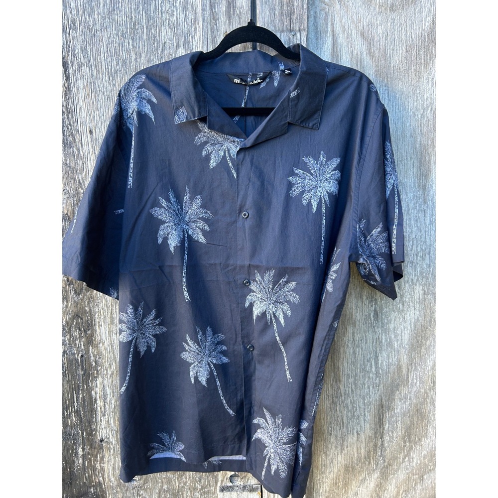 TravisMathew Hawaiian Shirt Men's XL Palm Tree Resort Camp Collar Vacation NWT